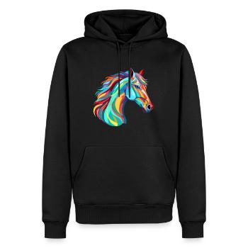 Pferd buntes Aquarell Karikatur Kawaii Tier - Männer Premium Bio Hoodie - Schwarz - Vorne - Nico (187cm)