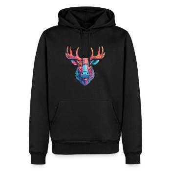 Elch bunte Aquarell-Karikatur Kawaii-Tier - Männer Premium Bio Hoodie - Schwarz - Vorne - Nico (187cm)