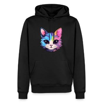 Chaton coloré aquarelle dessin animé kawaii animal - Sweat à capuche Premium bio Homme - noir - Devant - Nico (187cm)