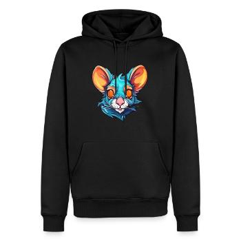 Ratte bunte Aquarell-Karikatur Kawaii-Tier - Männer Premium Bio Hoodie - Schwarz - Vorne - Nico (187cm)
