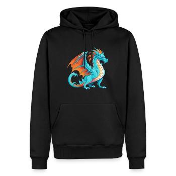 Drache Buntes Aquarell Cartoon Kawaii Tier - Männer Premium Bio Hoodie - Schwarz - Vorne - Nico (187cm)