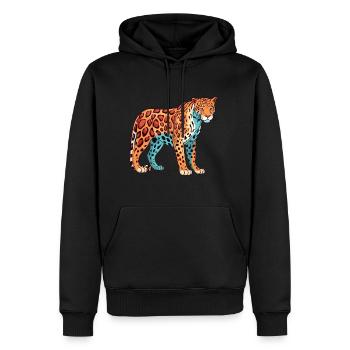 Jaguar Buntes Aquarell Cartoon Kawaii Tier - Männer Premium Bio Hoodie - Schwarz - Vorne - Nico (187cm)