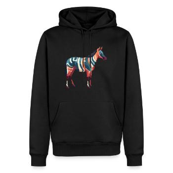 Okapi Colorful Watercolor Cartoon Kawaii Animal - Men’s Premium Organic Hoodie - black - Front - Nico (187cm)