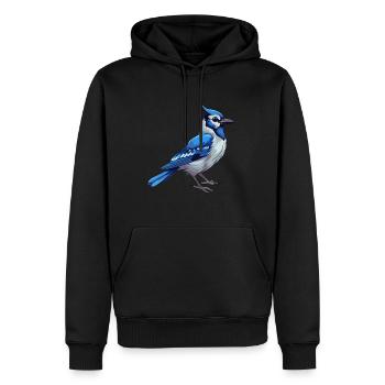 Blue Jay Colorful Watercolor Cartoon Kawaii Animal - Men’s Premium Organic Hoodie - black - Front - Nico (187cm)