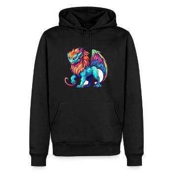 Manticore Aquarelle Colorée Dessin Animé Kawaii Anima - Sweat à capuche Premium bio Homme - noir - Devant - Nico (187cm)