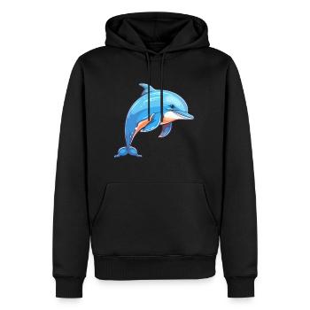 Delfin buntes Aquarell Cartoon Kawaii Tier - Männer Premium Bio Hoodie - Schwarz - Vorne - Nico (187cm)