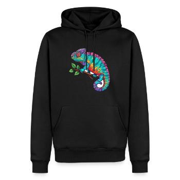 Chamäleon Bunte Aquarell-Karikatur Kawaii Anima - Männer Premium Bio Hoodie - Schwarz - Vorne - Nico (187cm)