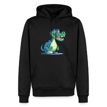 Crocodile Aquarelle Colorée Dessin Animé Kawaii Anima - Sweat à capuche Premium bio Homme - noir - Devant - Nico (187cm)