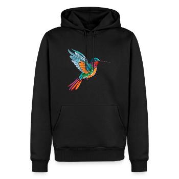 Colibri Aquarelle Colorée Dessin Animé Kawaii Ani - Sweat à capuche Premium bio Homme - noir - Devant - Nico (187cm)