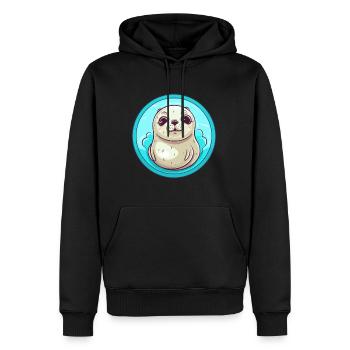 Sceau Aquarelle Colorée Dessin Animé Kawaii Animal - Sweat à capuche Premium bio Homme - noir - Devant - Nico (187cm)