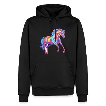 Pferd buntes Aquarell Karikatur Kawaii Tier - Männer Premium Bio Hoodie - Schwarz - Vorne - Nico (187cm)