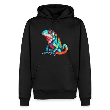 Lézard Aquarelle Colorée Dessin Animé Kawaii Animal - Sweat à capuche Premium bio Homme - noir - Devant - Nico (187cm)