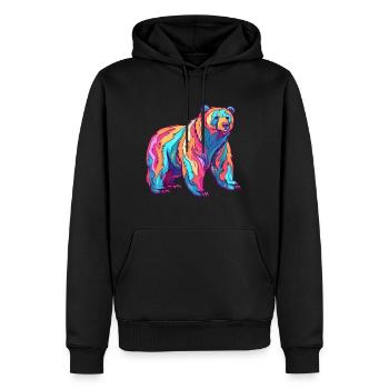 Bär buntes Aquarell Cartoon Kawaii Tier - Männer Premium Bio Hoodie - Schwarz - Vorne - Nico (187cm)