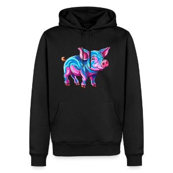 Cochon Aquarelle Colorée Dessin Animé Kawaii Animal - Sweat à capuche Premium bio Homme - noir - Devant - Nico (187cm)