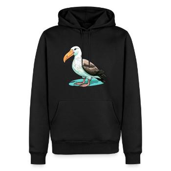 Albatros Aquarelle Colorée Dessin Animé Kawaii Anima - Sweat à capuche Premium bio Homme - noir - Devant - Nico (187cm)