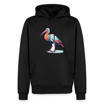 Ibis Aquarelle Colorée Dessin Animé Kawaii Animal - Sweat à capuche Premium bio Homme - noir - Devant - Nico (187cm)