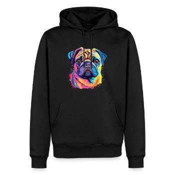 Mopshund buntes Aquarell Cartoon Kawaii Tier - Männer Premium Bio Hoodie - Schwarz - Vorne - Nico (187cm)