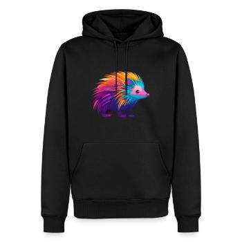 Stachelschwein Bunte Aquarell-Karikatur Kawaii Anima - Männer Premium Bio Hoodie - Schwarz - Vorne - Nico (187cm)