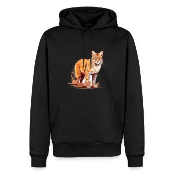Rotluchs buntes Aquarell Karikatur Kawaii Tier - Männer Premium Bio Hoodie - Schwarz - Vorne - Nico (187cm)