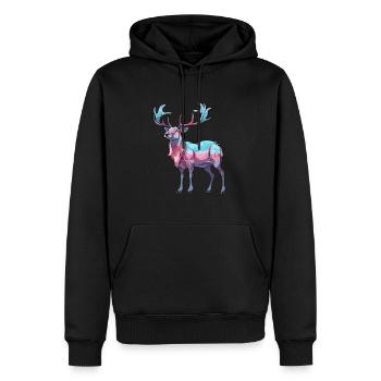 Karibu buntes Aquarell Cartoon Kawaii Tier - Männer Premium Bio Hoodie - Schwarz - Vorne - Nico (187cm)