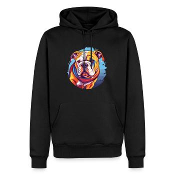 Bulldogge Buntes Aquarell Cartoon Kawaii Tier - Männer Premium Bio Hoodie - Schwarz - Vorne - Nico (187cm)