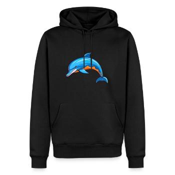 Delfin buntes Aquarell Cartoon Kawaii Tier - Männer Premium Bio Hoodie - Schwarz - Vorne - Nico (187cm)