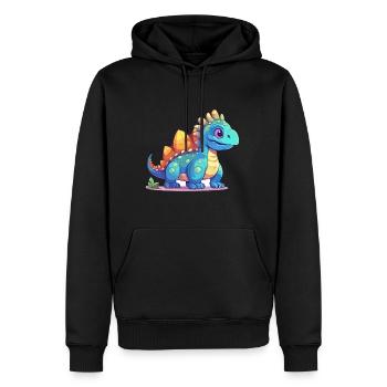 Dinosaurier buntes Aquarell Cartoon Kawaii Tier - Männer Premium Bio Hoodie - Schwarz - Vorne - Nico (187cm)