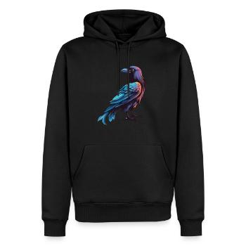 Krähe bunte Aquarell-Karikatur Kawaii-Tier - Männer Premium Bio Hoodie - Schwarz - Vorne - Nico (187cm)