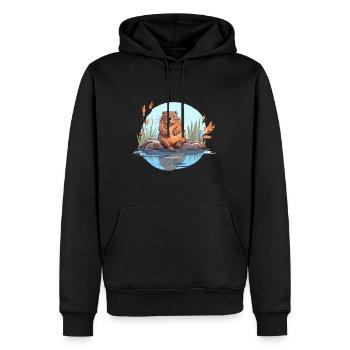 Castor Aquarelle Colorée Dessin Animé Kawaii Animal - Sweat à capuche Premium bio Homme - noir - Devant - Nico (187cm)