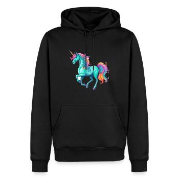 Einhorn Buntes Aquarell Cartoon Kawaii Tier - Männer Premium Bio Hoodie - Schwarz - Vorne - Nico (187cm)