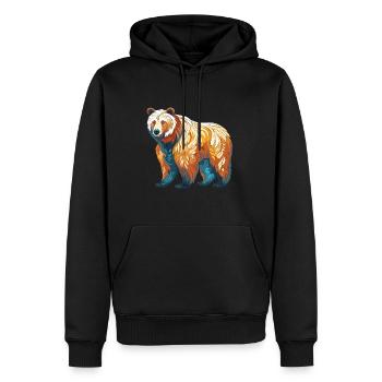 Bär buntes Aquarell Cartoon Kawaii Tier - Männer Premium Bio Hoodie - Schwarz - Vorne - Nico (187cm)