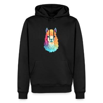 Alpaga Aquarelle Colorée Dessin Animé Kawaii Animal - Sweat à capuche Premium bio Homme - noir - Devant - Nico (187cm)