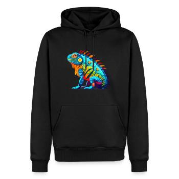 Iguane Aquarelle Colorée Dessin Animé Kawaii Animal - Sweat à capuche Premium bio Homme - noir - Devant - Nico (187cm)