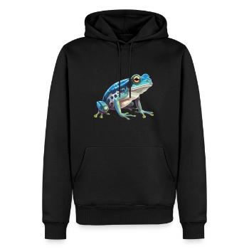 Grenouille Aquarelle Colorée Dessin Animé Kawaii Animal - Sweat à capuche Premium bio Homme - noir - Devant - Nico (187cm)