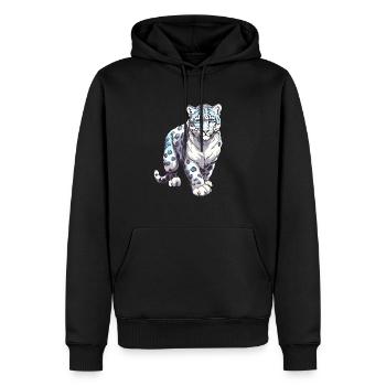 Léopard des neiges Aquarelle colorée Dessin animé Kawaii An - Sweat à capuche Premium bio Homme - noir - Devant - Nico (187cm)