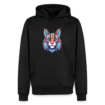 Luchs Buntes Aquarell Cartoon Kawaii Tier - Männer Premium Bio Hoodie - Schwarz - Vorne - Nico (187cm)