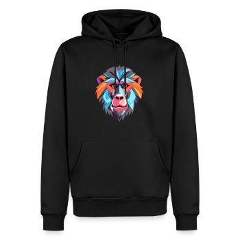 Babouin Aquarelle Colorée Dessin Animé Kawaii Animal - Sweat à capuche Premium bio Homme - noir - Devant - Nico (187cm)