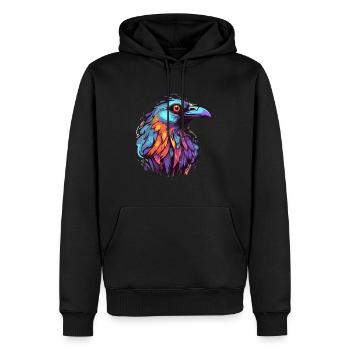 Krähe bunte Aquarell-Karikatur Kawaii-Tier - Männer Premium Bio Hoodie - Schwarz - Vorne - Nico (187cm)