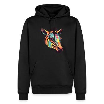 Okapi Colorful Watercolor Cartoon Kawaii Animal - Men’s Premium Organic Hoodie - black - Front - Nico (187cm)