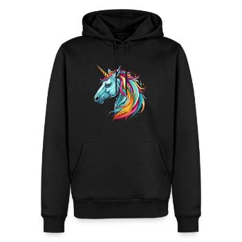 Einhorn Buntes Aquarell Cartoon Kawaii Tier - Männer Premium Bio Hoodie - Schwarz - Vorne - Nico (187cm)