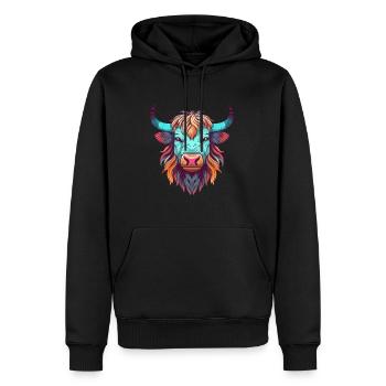 Yak Aquarelle Colorée Dessin Animé Kawaii Animal - Sweat à capuche Premium bio Homme - noir - Devant - Nico (187cm)