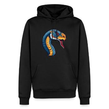 Cobra Aquarelle Colorée Dessin Animé Kawaii Animal - Sweat à capuche Premium bio Homme - noir - Devant - Nico (187cm)