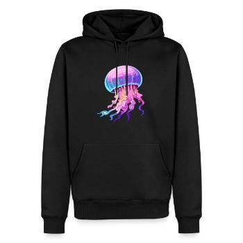 Qualle bunte Aquarell-Karikatur Kawaii Anima - Männer Premium Bio Hoodie - Schwarz - Vorne - Nico (187cm)