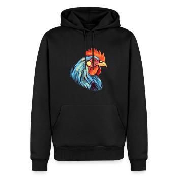 Henne bunte Aquarell-Karikatur Kawaii-Tier - Männer Premium Bio Hoodie - Schwarz - Vorne - Nico (187cm)