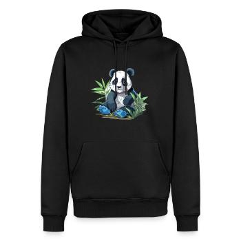 Panda Buntes Aquarell Cartoon Kawaii Tier - Männer Premium Bio Hoodie - Schwarz - Vorne - Nico (187cm)