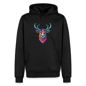 Karibu buntes Aquarell Cartoon Kawaii Tier - Männer Premium Bio Hoodie - Schwarz - Vorne - Nico (187cm)