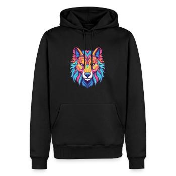 Wolf Buntes Aquarell Cartoon Kawaii Tier - Männer Premium Bio Hoodie - Schwarz - Vorne - Nico (187cm)