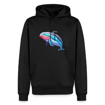 Wal bunte Aquarell-Karikatur Kawaii-Tier - Männer Premium Bio Hoodie - Schwarz - Vorne - Nico (187cm)