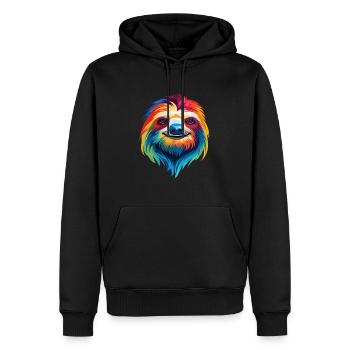 Sloth Colorful Watercolor Cartoon Kawaii Animal - Men’s Premium Organic Hoodie - black - Front - Nico (187cm)