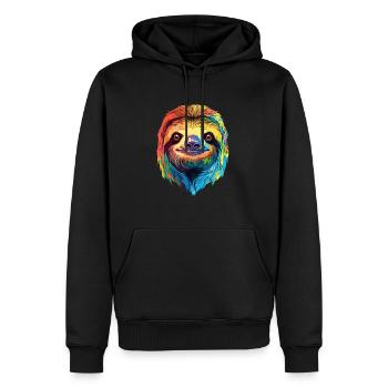 Sloth Colorful Watercolor Cartoon Kawaii Animal - Men’s Premium Organic Hoodie - black - Front - Nico (187cm)